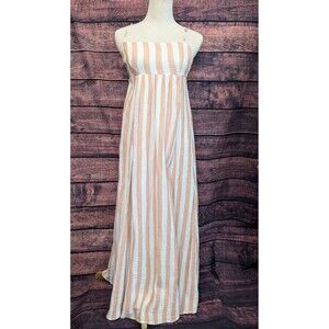Abercrombie & Fitch Striped Maxi Dress - White and Tan